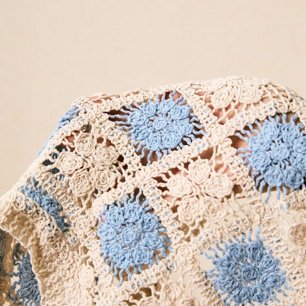 Baby Blue Casual Women's Sleeveless Knit Cardigan Vest - Picture 8 of 8